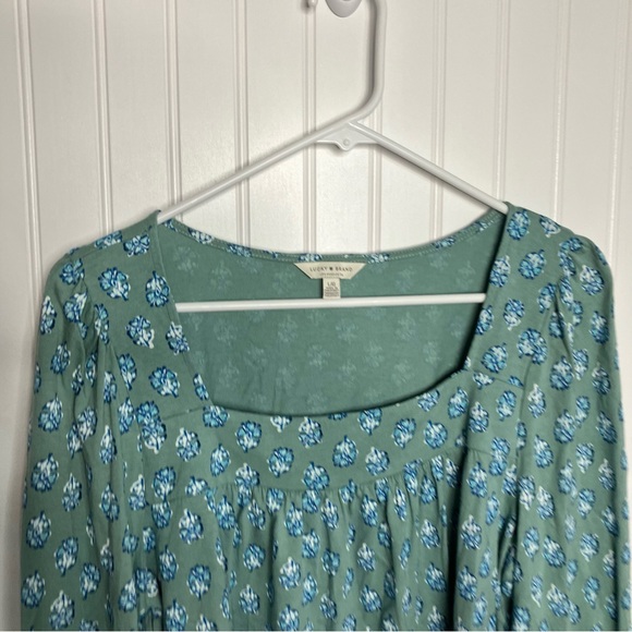 Lucky Brand Top Large Floral Square Neck Long Sleeve Boho Peasant Fall Casual - Picture 2 of 9
